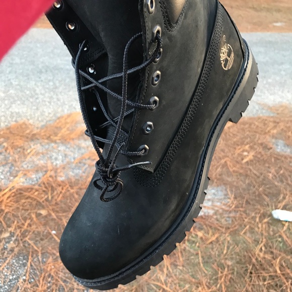 All black timberland boots